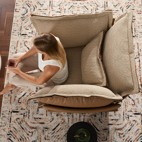 Modern Oversized Chenille Fabric Armchair Lounge Chair - Omega Lifestyles