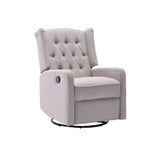 Multi-Functional Linen Recliner Chair With Rocking Swivel - Omega Lifestyles