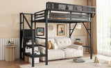 Twin Metal Loft Bed With Stairs Storage Shelves - Omega Lifestyles