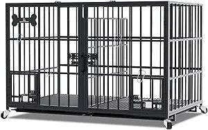 Heavy Duty Metal Indoor Dog Crate With Divider Wheels - Omega Lifestyles