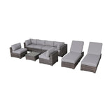 9-Piece Modular Grey Rattan Wicker Patio Seating Set - Omega Lifestyles