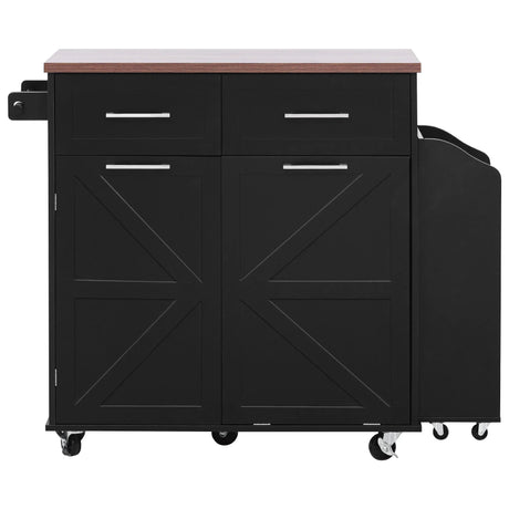 Farmhouse MDF Kitchen Island With Drop Leaf And Storage - Omega Lifestyles