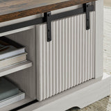 Rustic Sliding Barn Door Coffee Table With Storage - Omega Lifestyles