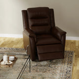 Swivel Glider Recliner With Manual Footrest And Leather - Omega Lifestyles