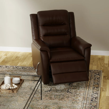 Swivel Glider Recliner With Manual Footrest And Leather - Omega Lifestyles