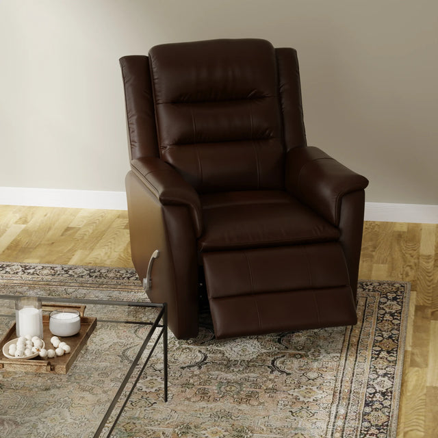 Swivel Glider Recliner With Manual Footrest And Leather - Omega Lifestyles