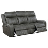 Grey Upholstered Manual Reclining Plush Foam Sofa - Omega Lifestyles