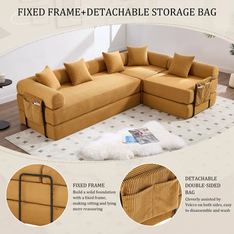 Convertible Corduroy Memory Foam Folding Sofa Bed - Omega Lifestyles