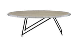 Industrial Oval Wood Top Metal Base Coffee Table - Omega Lifestyles