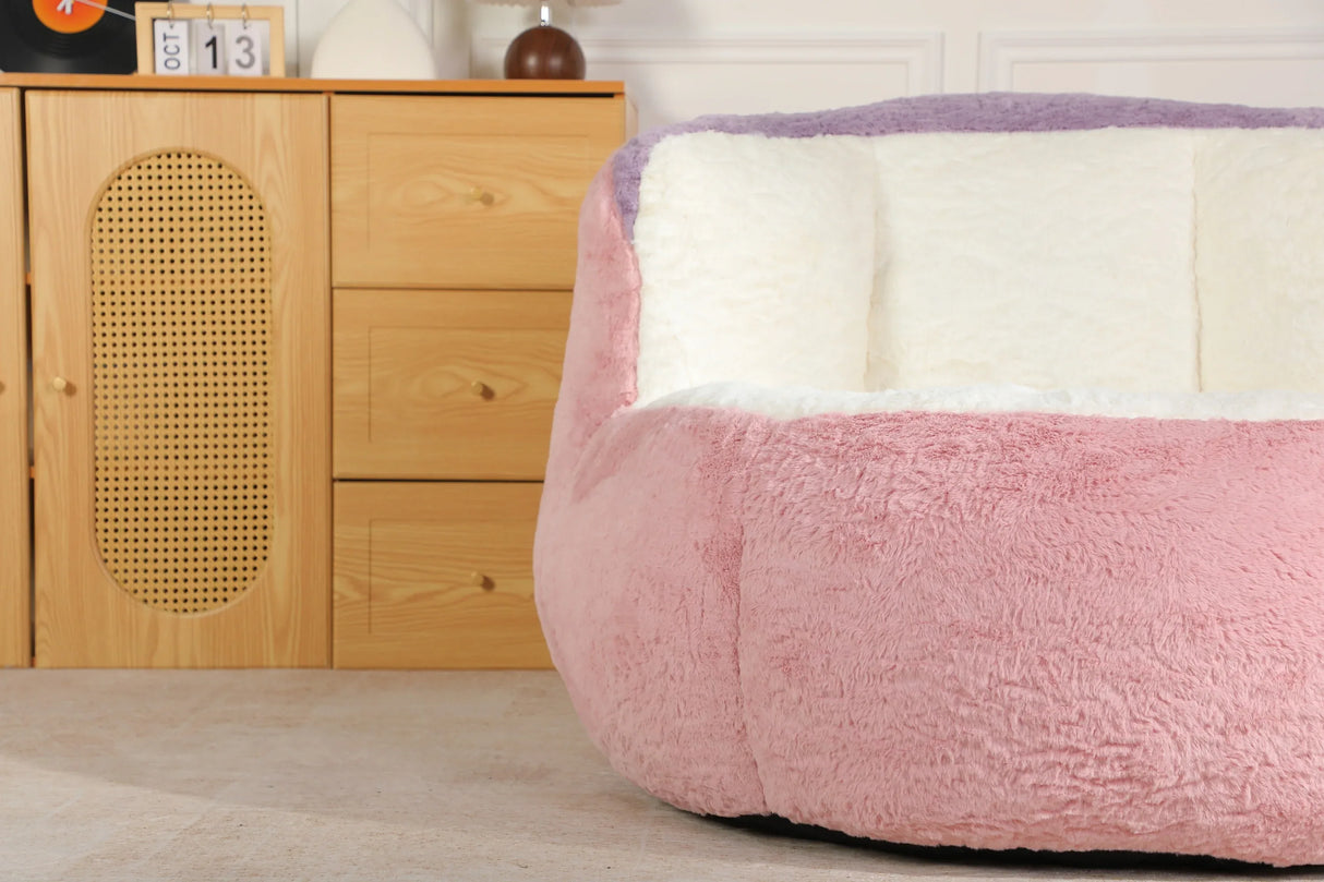 Multicolor Faux Fur Oversized Foam-Filled Bean Bag Chair - Omega Lifestyles