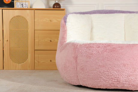 Multicolor Faux Fur Oversized Foam-Filled Bean Bag Chair - Omega Lifestyles