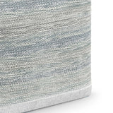Blue Melange Upholstered Fabric Cube Pouf Ottoman - Omega Lifestyles