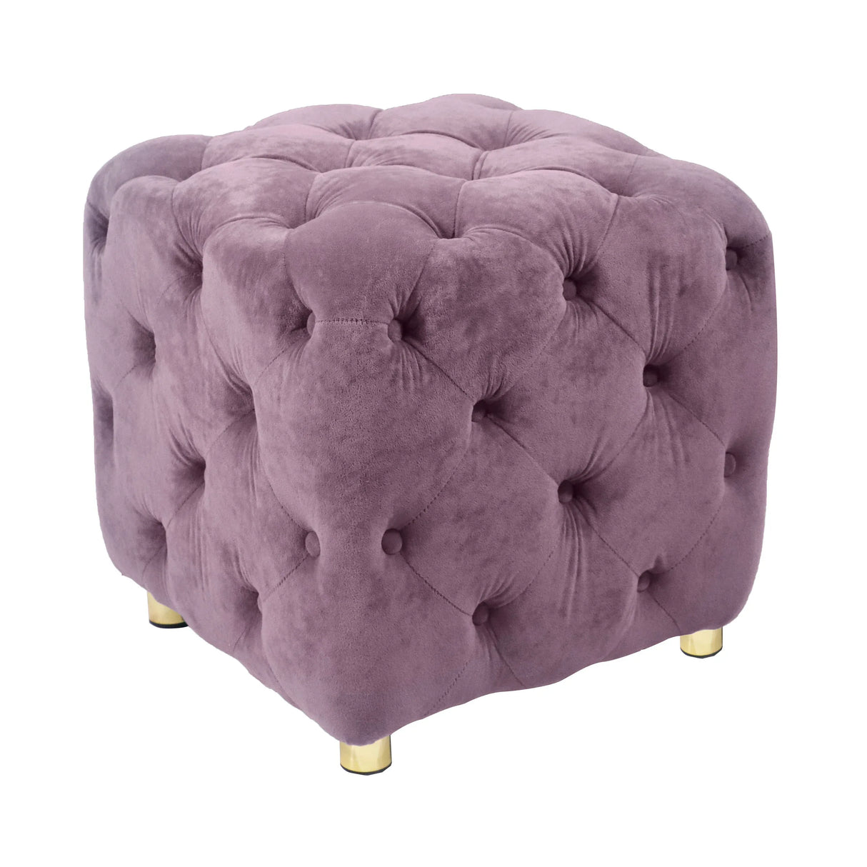 Purple Velvet Storage Ottoman Footstool With High-Density Foam - Omega Lifestyles