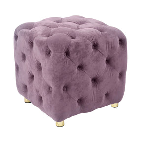 Purple Velvet Storage Ottoman Footstool With High-Density Foam - Omega Lifestyles