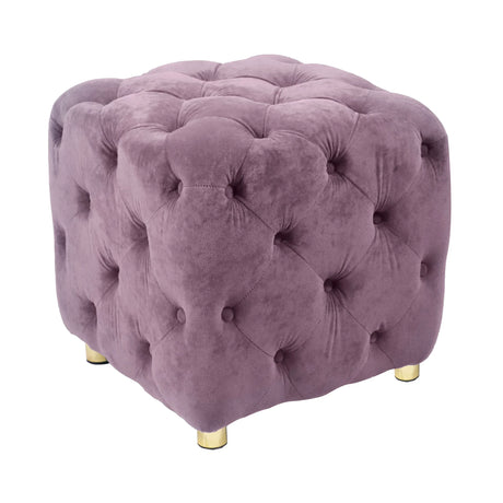Purple Velvet Storage Ottoman Footstool With High-Density Foam - Omega Lifestyles