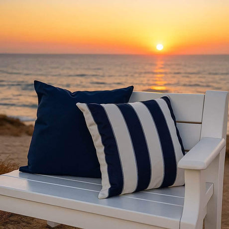 Outdoor Navy Weather Resistant Polyester Throw Pillow 20x20 - Omega Lifestyles