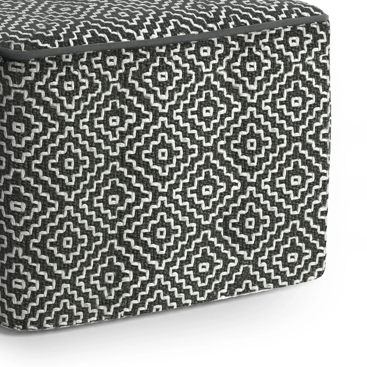 Square Woven Outdoor Indoor Gray Fabric Pouf Seat - Omega Lifestyles
