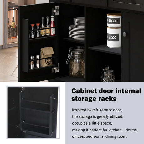 Kitchen Cart With Rubber Wood Drop-Leaf Countertop Storage - Omega Lifestyles