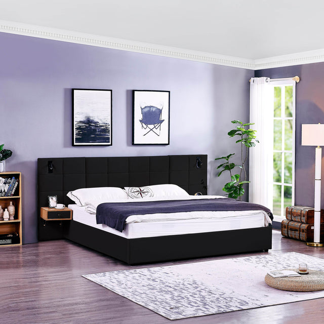 King Velvet Upholstered Hydraulic Storage Platform Bed Frame - Omega Lifestyles