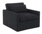 Dark Gray Fabric Foam-Filled Swivel Chair With Toss Pillow - Omega Lifestyles
