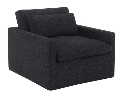 Dark Gray Fabric Foam-Filled Swivel Chair With Toss Pillow - Omega Lifestyles
