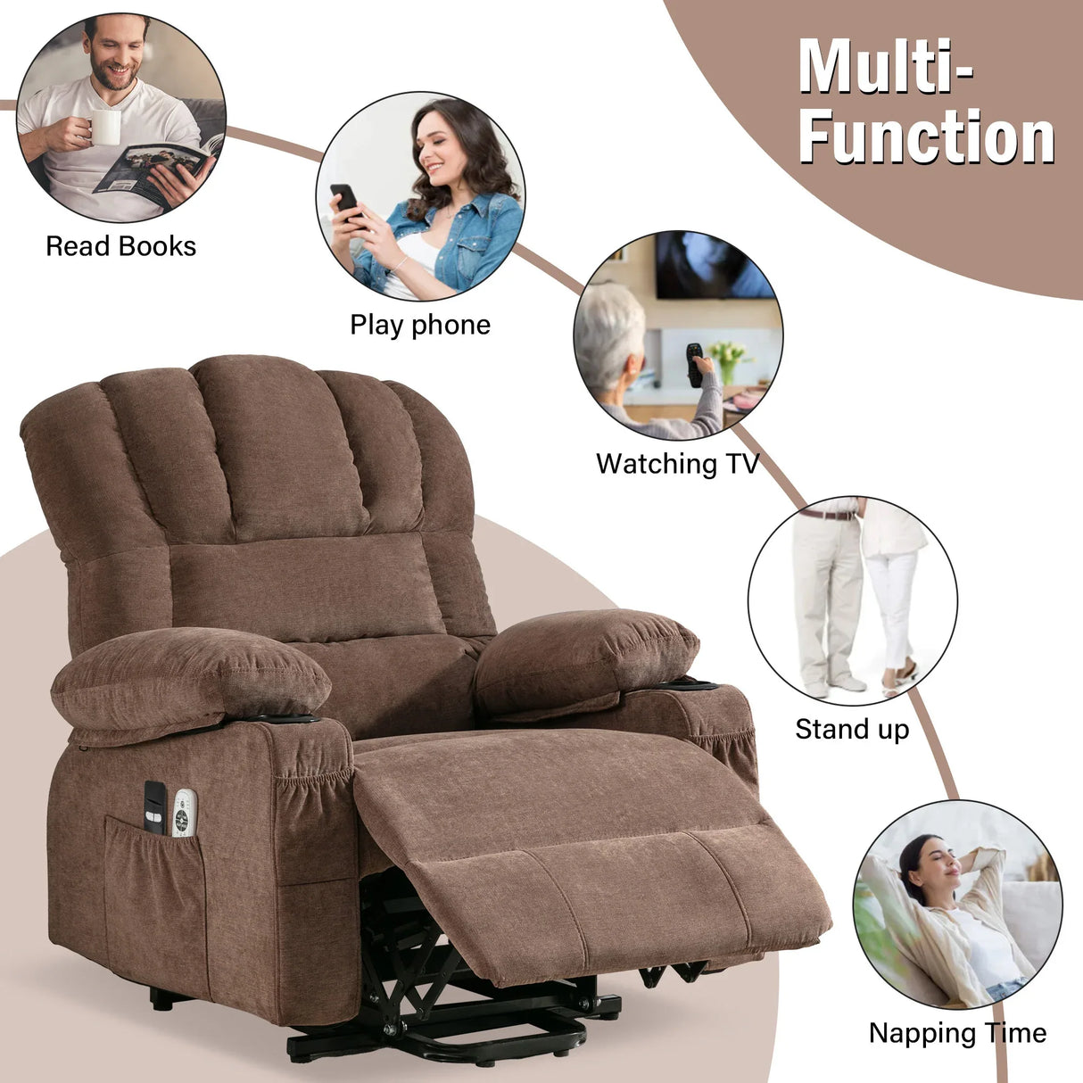 Power Electric Soft Massage Lift Lounge Chair With Heating - Omega Lifestyles