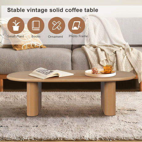 Tapered MDF Natural Wood Rounded Edge Coffee Table - Sleep Galleria
