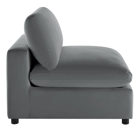 Plush Modern Armless Slipper Chair With Solid Wood Legs - Omega Lifestyles