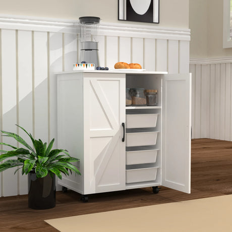 Contemporary White MDF Large Capacity Storage Cabinet - Omega Lifestyles