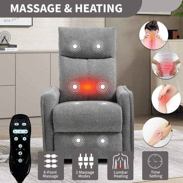 Heat Massage Recliner Chair With Swivel Rocker And Lumbar Heat - Omega Lifestyles