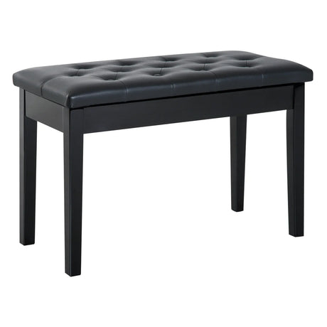 Faux Leather Duet Piano Bench With Padded Cushion - Omega Lifestyles