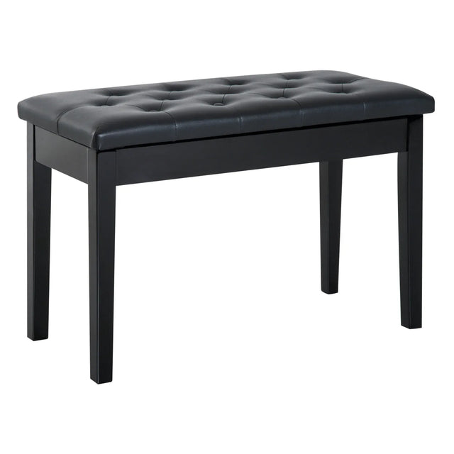 Faux Leather Duet Piano Bench With Padded Cushion - Omega Lifestyles