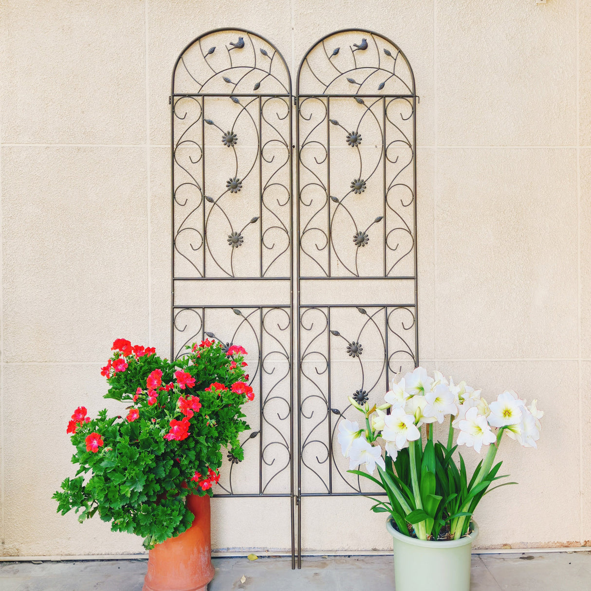 Set Of 2 Vintage Rustproof Metal Garden Trellises