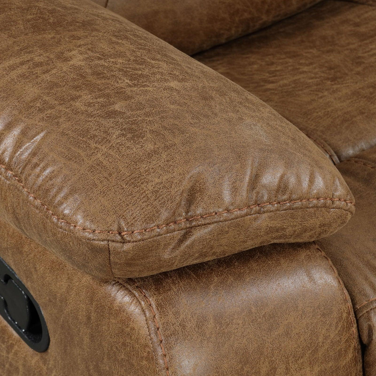 Transitional Brown Leatherette High Density Foam Manual Recliner - Omega Lifestyles