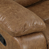 Transitional Brown Leatherette High Density Foam Manual Recliner - Omega Lifestyles