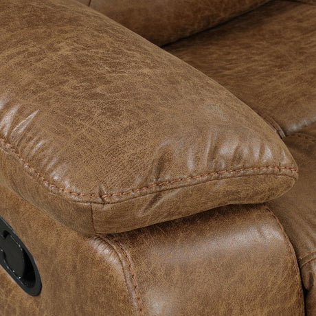 Transitional Brown Leatherette High Density Foam Manual Recliner - Omega Lifestyles