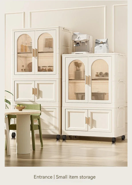 Folding Plastic Wardrobe Cabinet With Wheels and Hangers - Omega Lifestyles