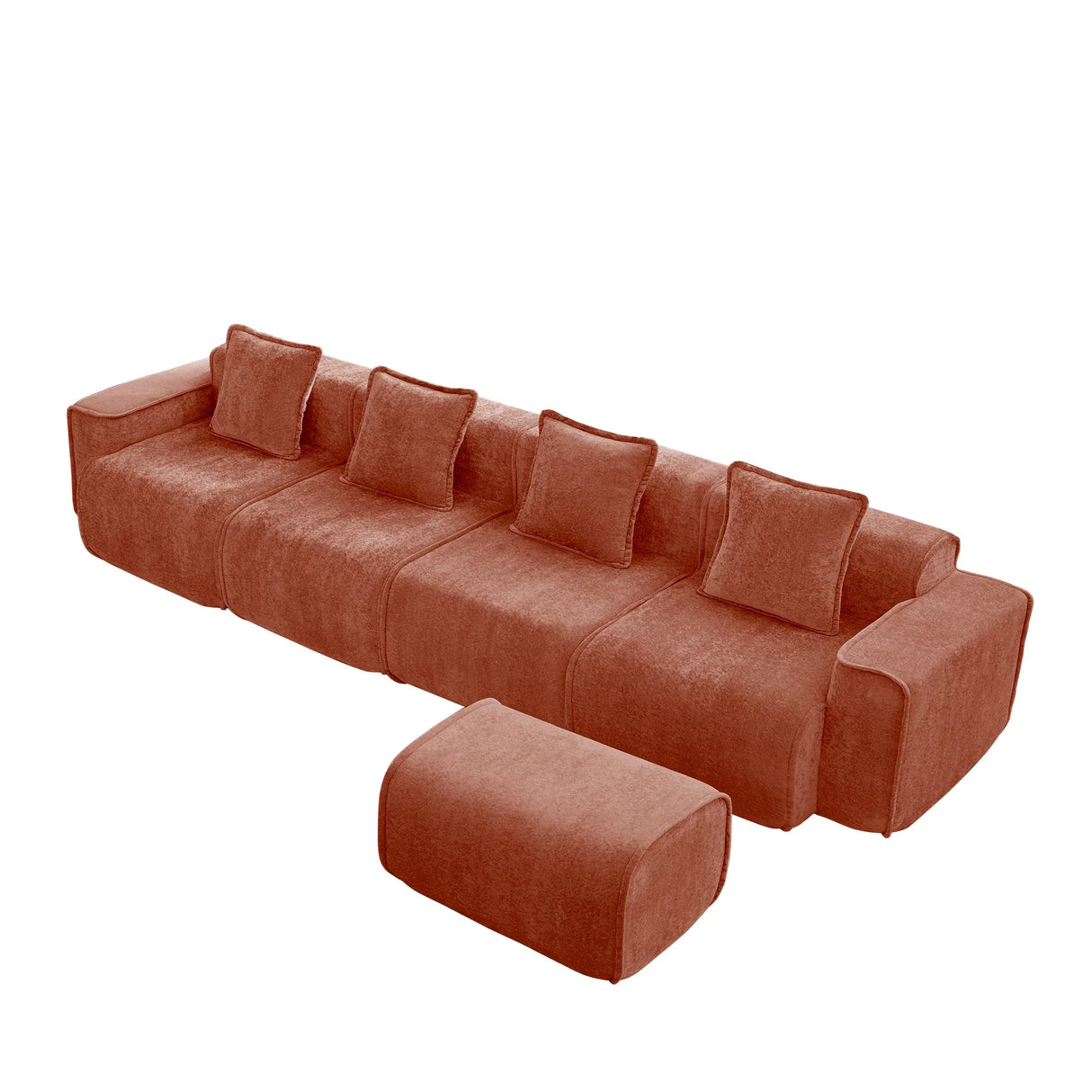 Modular Velvet Boneless 4-Seat L Shape Sectional Sofa - Omega Lifestyles