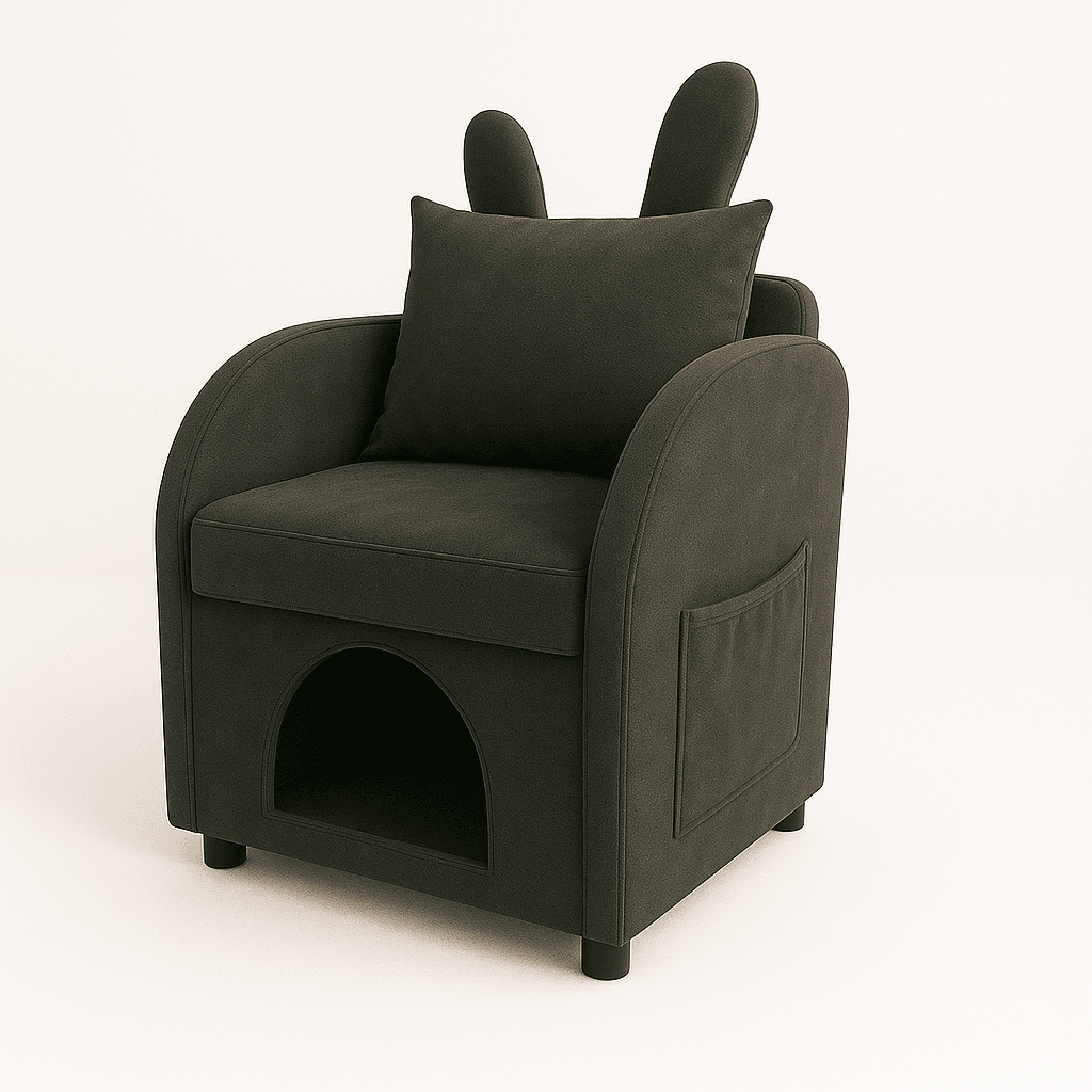 Dark Gray Bunny-Ear Dual-Use Pet Furniture Armchair - Omega Lifestyles