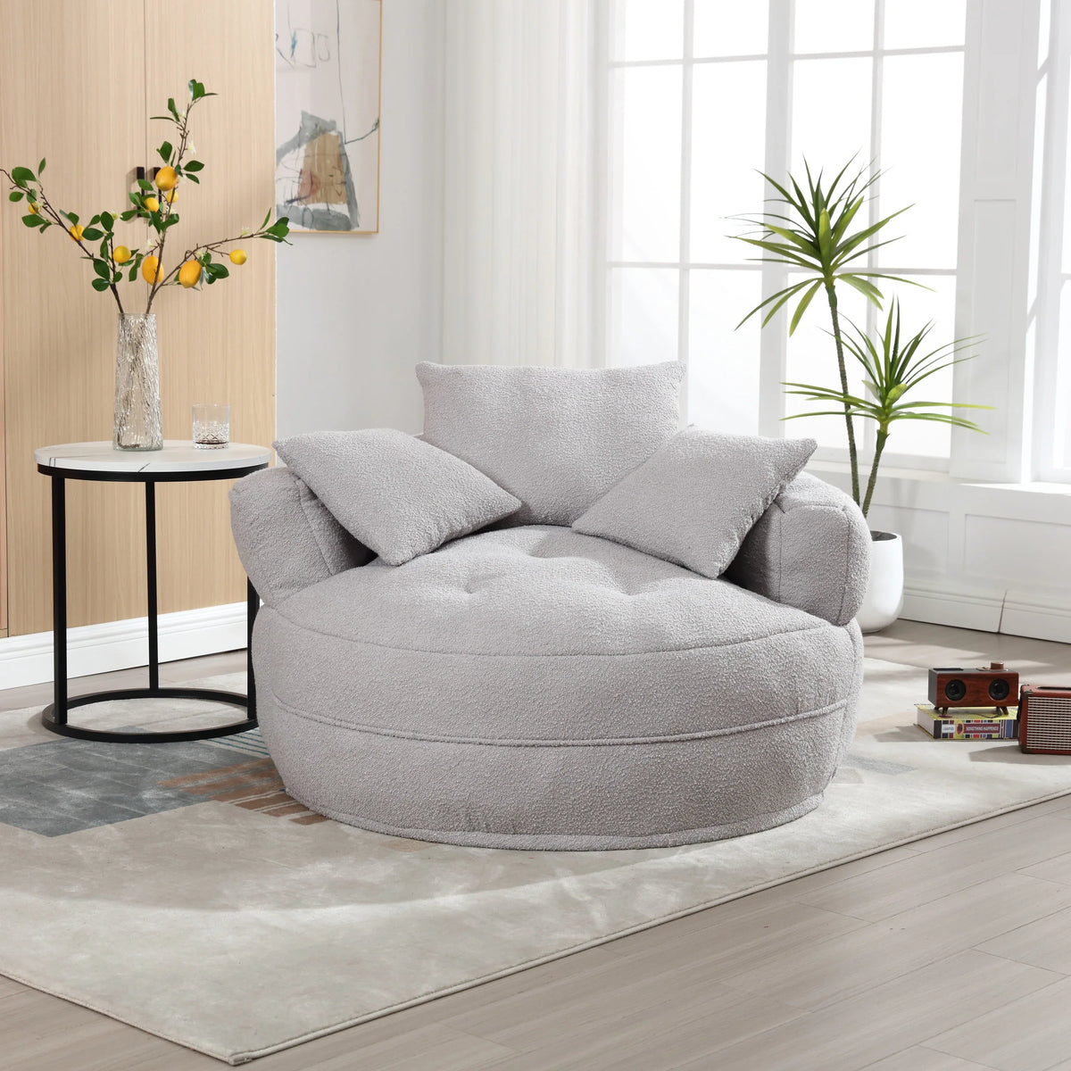 Modern Chenille Circular Foam Sponge Sleeper Chair - Omega Lifestyles
