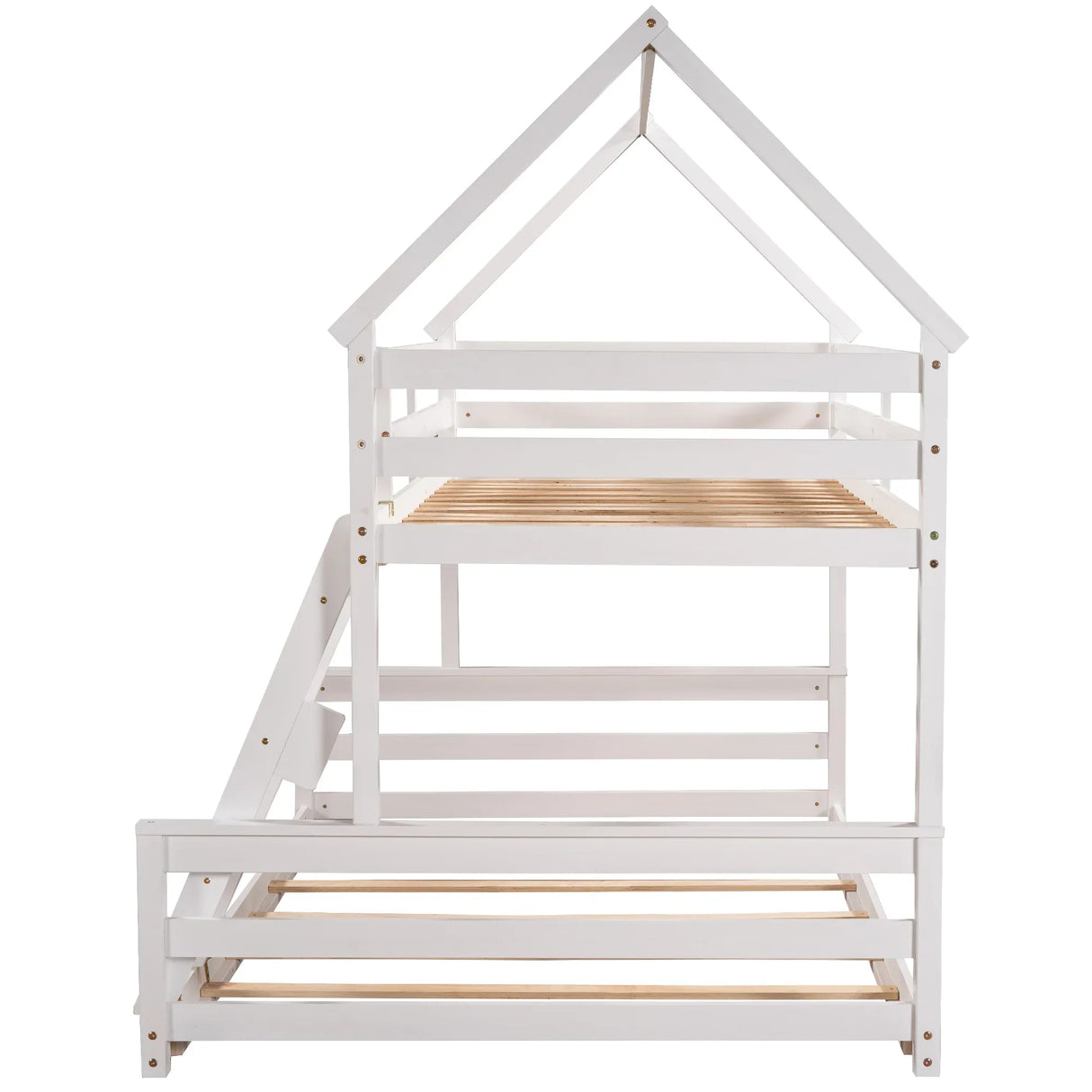 Twin Over Full Pine Wood House Bunk Bed With Ladder - Omega Lifestyles