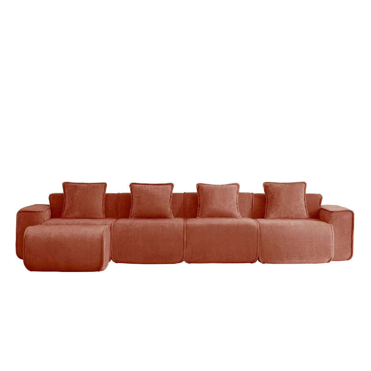 Modular Velvet Boneless 4-Seat L Shape Sectional Sofa - Omega Lifestyles