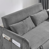 Velvet Convertible Pull-Out Sofa Bed With Pillows - Omega Lifestyles