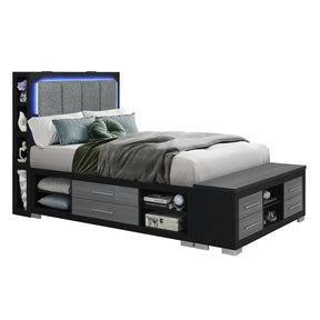 Modern Full Rubber Wood Bed Frame With Storage - Omega Lifestyles