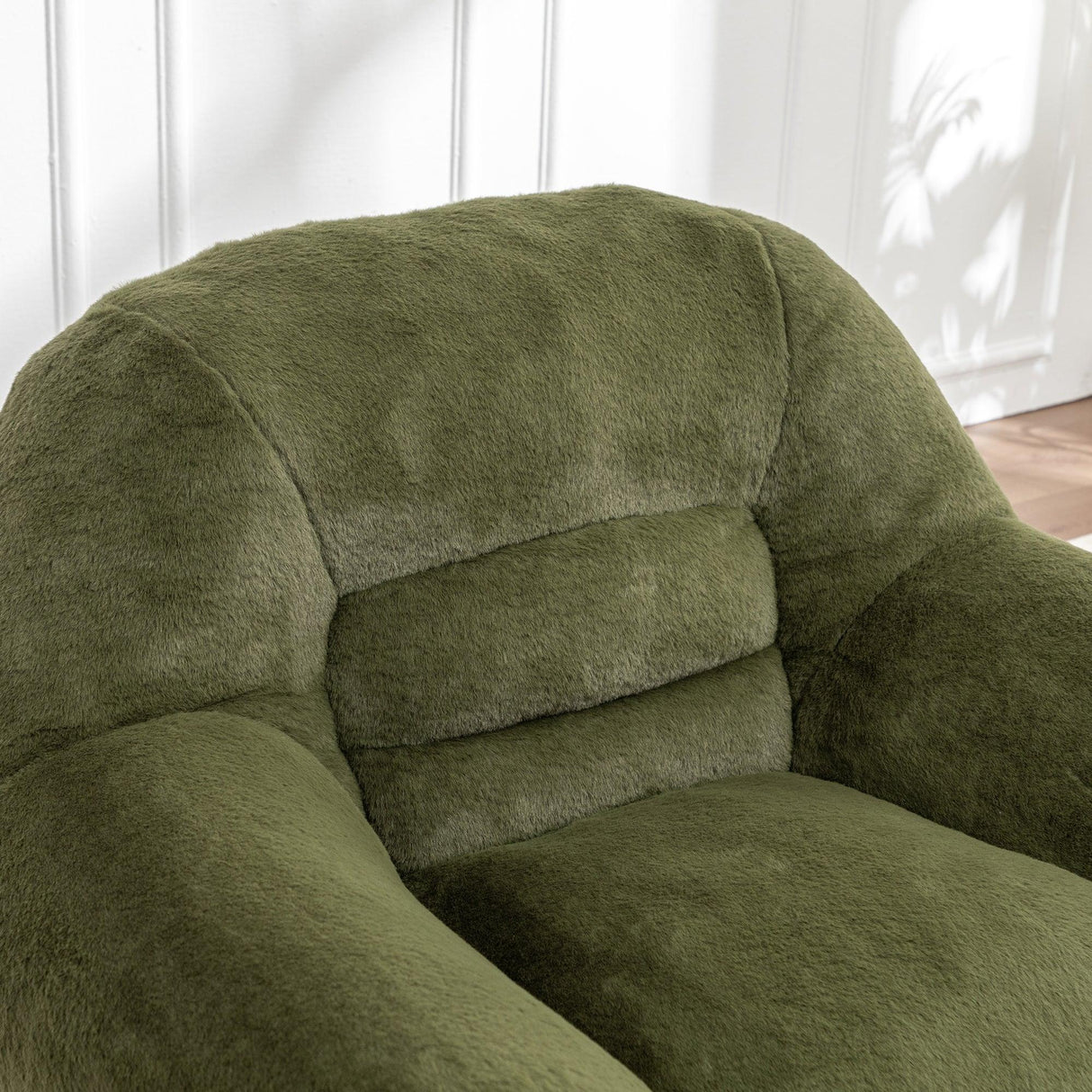 Faux Fur Comfy Bean Bag Chair With Back Support Green - Omega Lifestyles