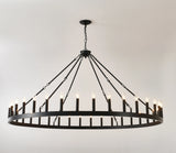 Farmhouse Matte Black Wagon Wheel Chandelier 36-Light 64-Inch - Omega Lifestyles