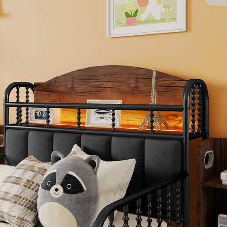 Twin Metal Platform Bed Frame With LED Light - Omega Lifestyles