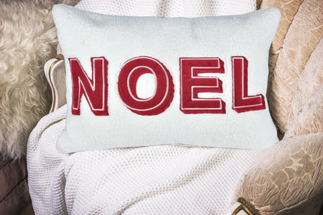 Noel Sherpa Textured 14x20 Inch Christmas Throw Pillow - Omega Lifestyles