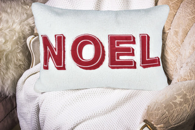 Noel Sherpa Textured 14x20 Inch Christmas Throw Pillow - Omega Lifestyles