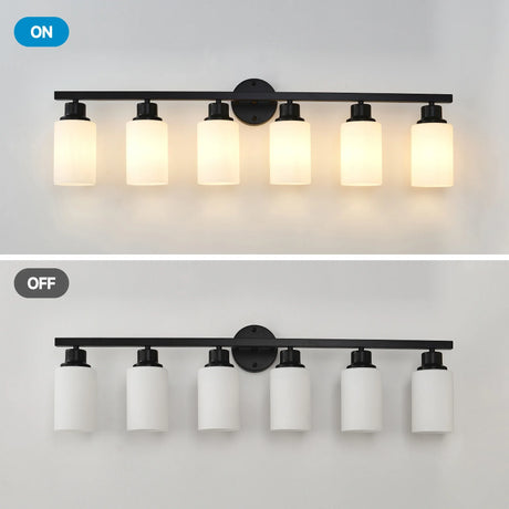 Matte Black Glass Shade 6-Light Wall Sconce Lighting - Omega Lifestyles